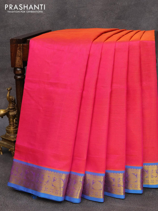 10 yards silk cotton saree dual shade of pink and blue with allover vairosi pattern and zari woven border without blouse - {{ collection.title }} by Prashanti Sarees
