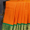 10 yards silk saree orange and green with plain body and annam zari woven border without blouse - {{ collection.title }} by Prashanti Sarees