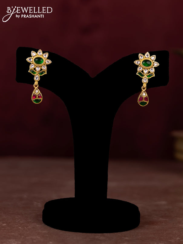 Jadau necklace peacock design with jadau kundan stones and pearl & mint green beads hangings