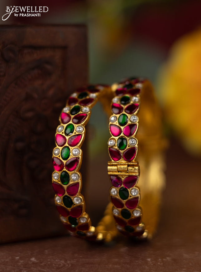 Jadau screw type bangles with jadau kundan stones