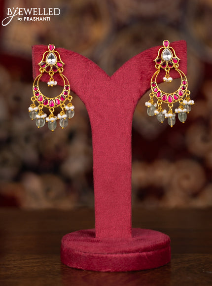 Jadau necklace with jadau kundan stones and pearl & mint green beads hangings