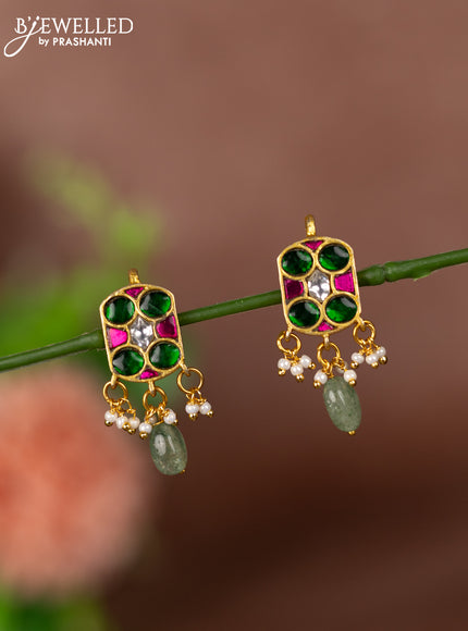 Bugadi earrings with jadau kundan stones and pearl & beads hangings