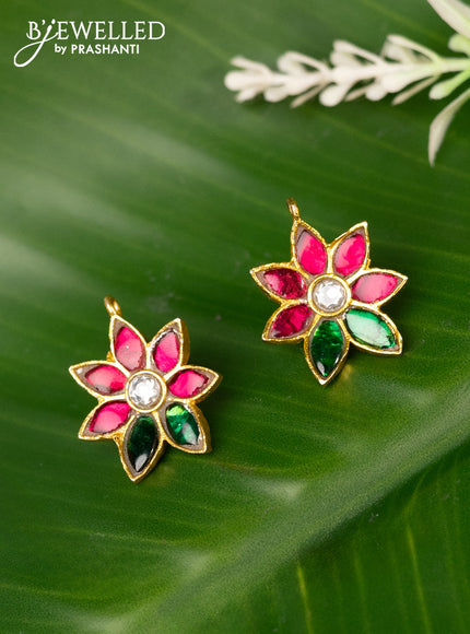 Bugadi earrings floral design with jadau kundan stones