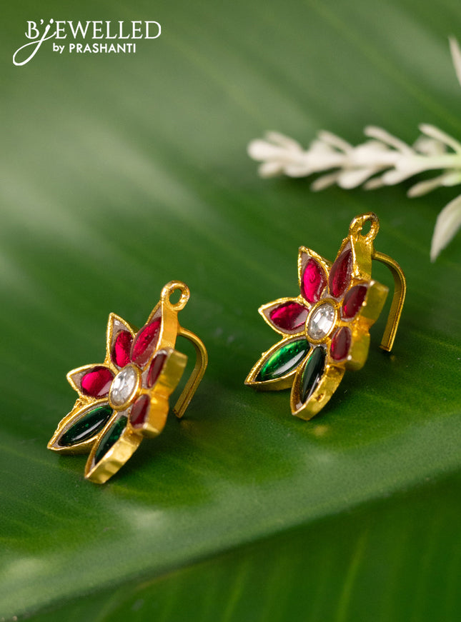 Bugadi earrings floral design with jadau kundan stones