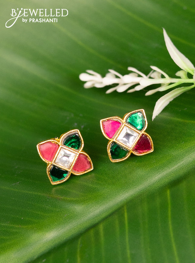 Bugadi earrings floral design with jadau kundan stones