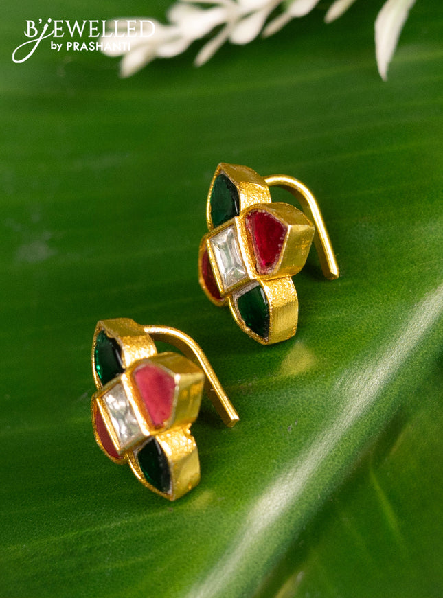 Bugadi earrings floral design with jadau kundan stones