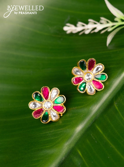 Bugadi earrings floral design with jadau kundan stones