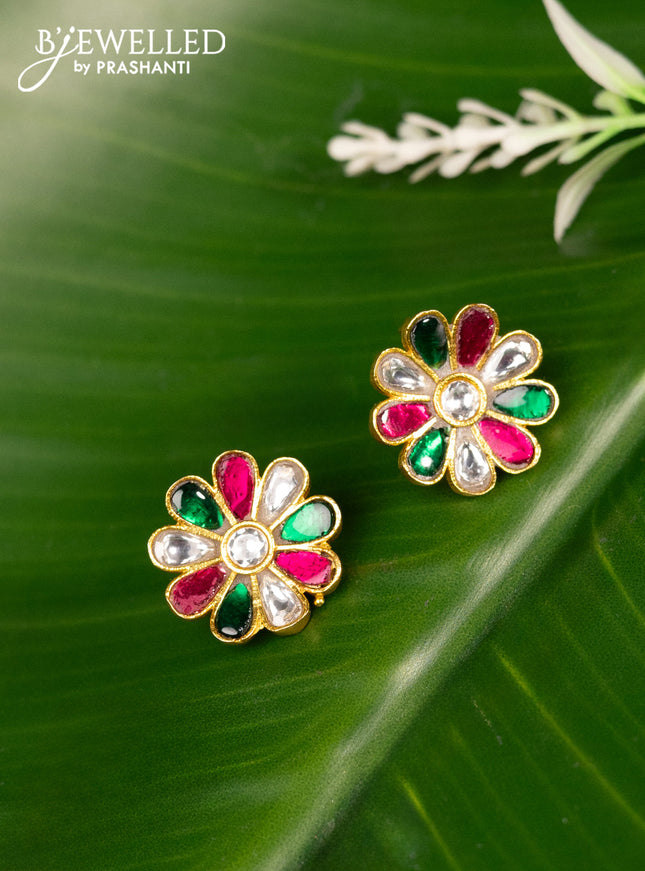 Bugadi earrings floral design with jadau kundan stones