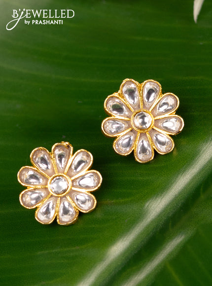 Bugadi earrings floral design with kundan stones