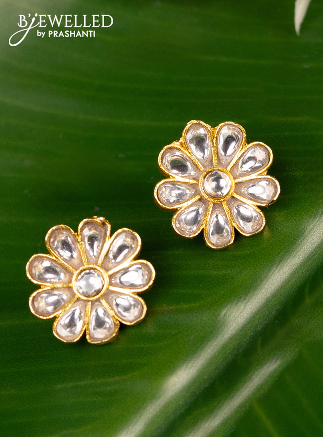 Bugadi earrings floral design with kundan stones