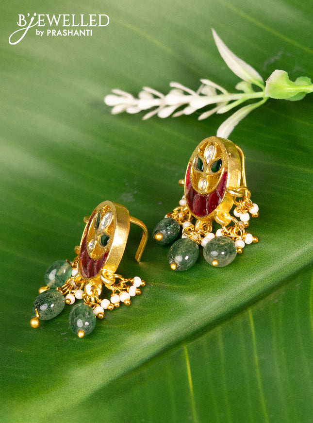 Bugadi earrings with jadau stones and pearl & beads hanging