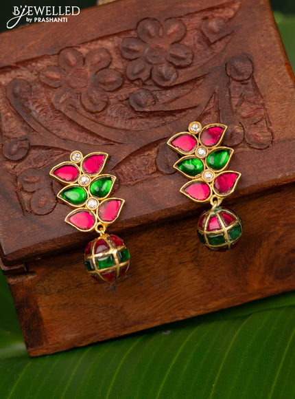 Antique screw type earrings with jadau kundan stones