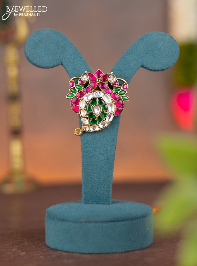 Jadau pendant manga & peacock design with jadau kundan stones