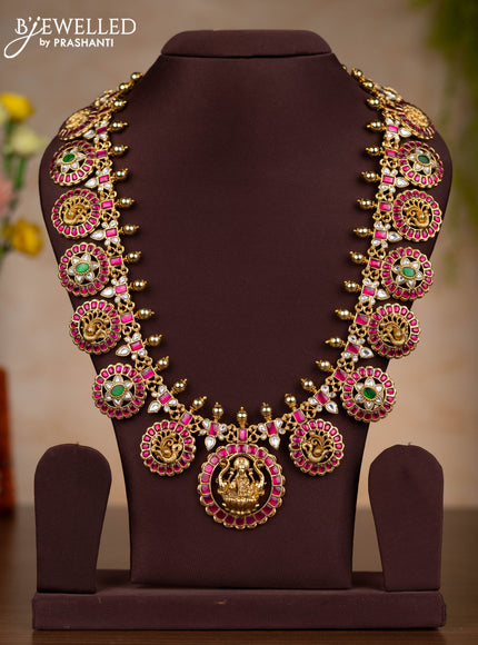 Jadau haaram bottumala design with kemp jadau kundan stones