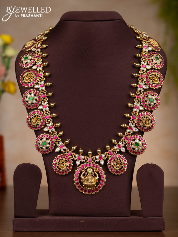Jadau haaram bottumala design with kemp jadau kundan stones