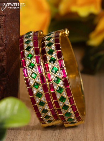 Jadau screw type bangles with jadau kemp and kundan stones