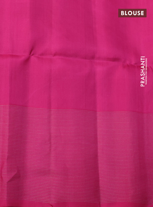 Pure soft silk saree dual shade of cs blue and pink with allover silver zari brocade weaves and zari woven border