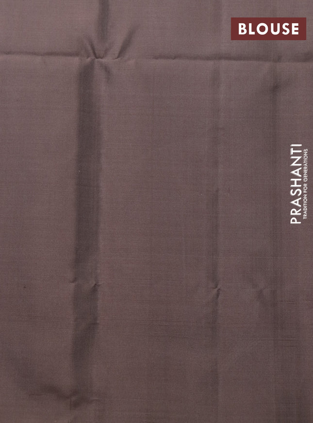 Pure soft silk saree teal green shade and pastel brown with allover checks & silver zari woven buttas and simple border