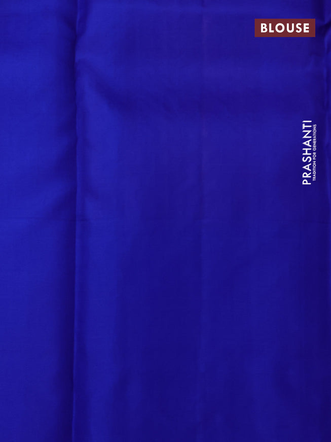 Pure soft silk saree peach pink and royal blue with allover silver zari weaves and silver zari woven butta border