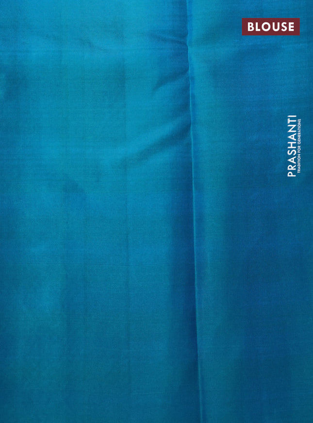 Pure soft silk saree lime yellow and dual shade of teal blue with allover zari weaves & buttas and zari woven butta border