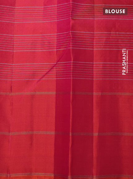 Pure soft silk saree dual shade of green and dual shade of pink with allover silver zari checked pattern and zari woven butta border