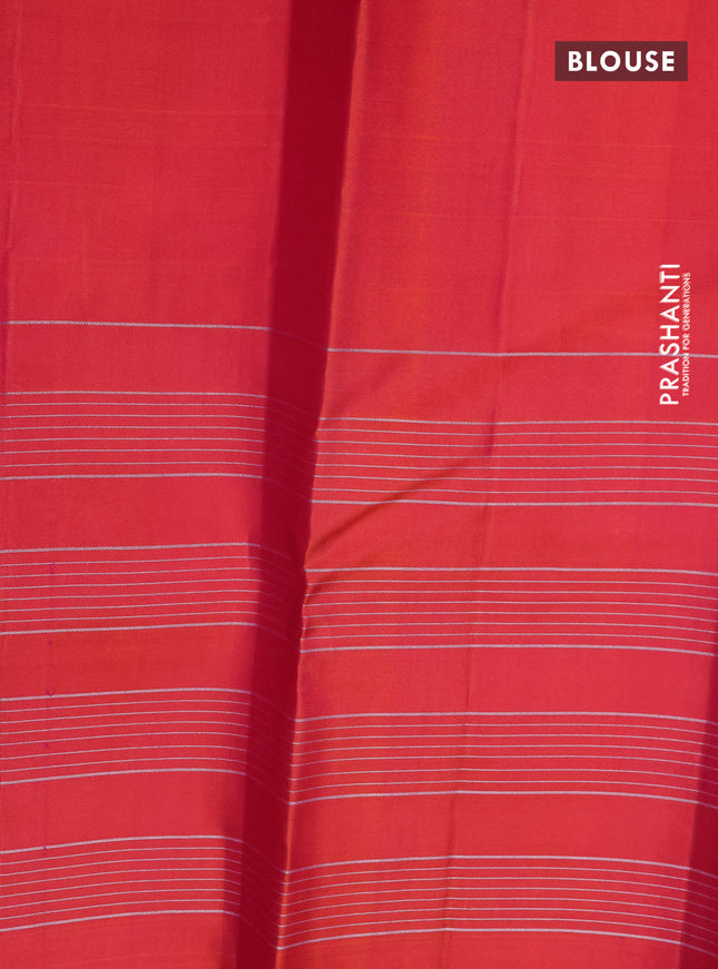 Pure soft silk saree fluorescent green and dual shade of pink with allover silver zari checked pattern and zari woven butta border