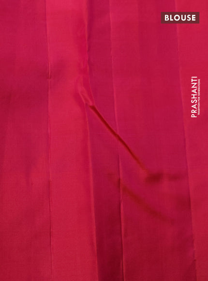 Pure soft silk saree green and dual shade of pinkish orange with allover zari woven brocade weaves and zari woven butta border