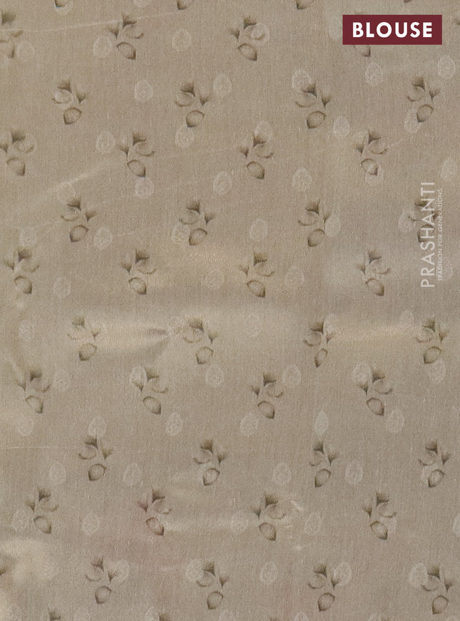 Tissue saree sandal with allover zari weaves and floral digital printed border