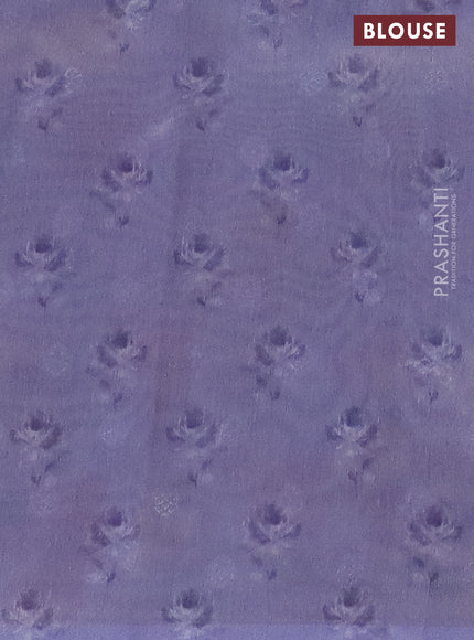 Tissue saree pastel lavender with allover zari weaves and floral digital printed border