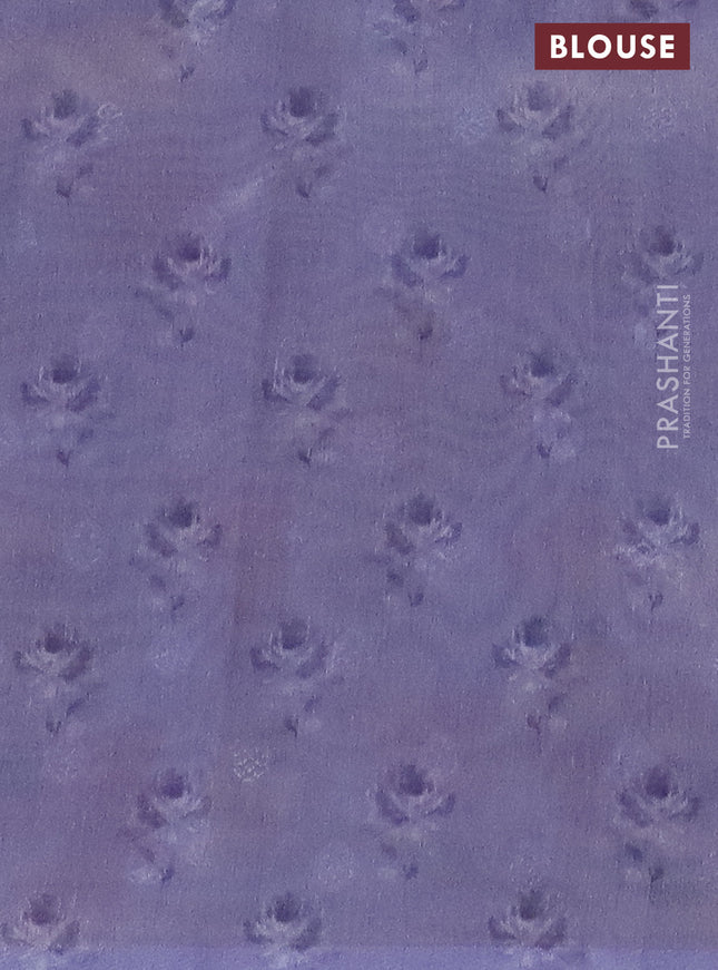 Tissue saree pastel lavender with allover zari weaves and floral digital printed border