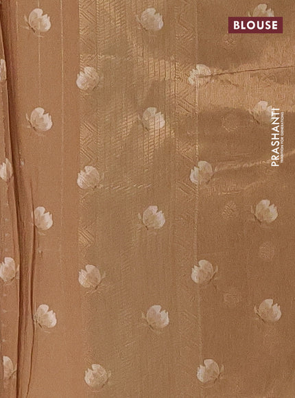 Tissue saree sandal with allover zari weaves and floral digital printed border