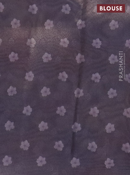 Tissue saree beige and violet with allover zari weaves and floral digital printed border