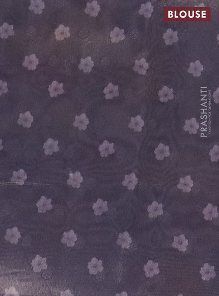 Tissue saree beige and grey shade with allover zari weaves and floral digital printed border