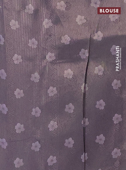 Tissue saree beige and violet with allover zari weaves and floral digital printed border