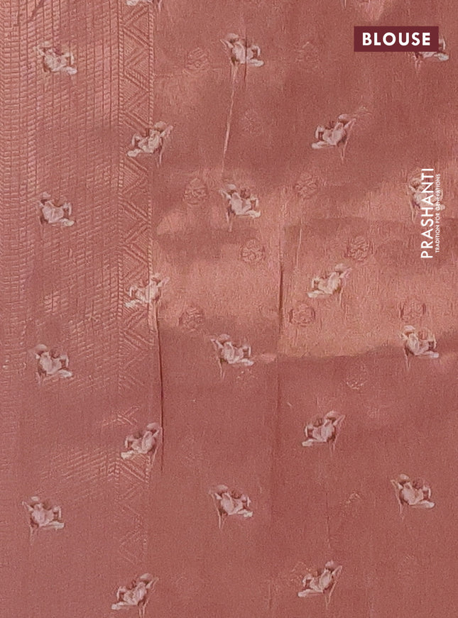 Tissue saree mild peach with allover zari weaves and floral digital printed border