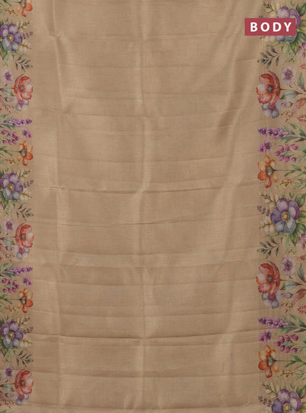 Tissue saree sandal with allover zari weaves and digital printed border