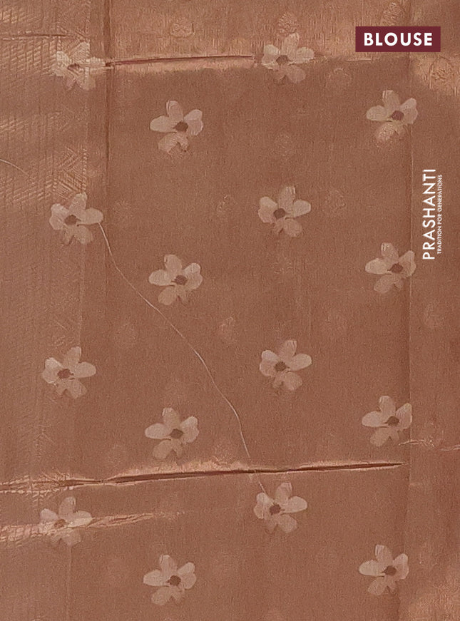 Tissue saree sandal with allover zari weaves and digital printed border