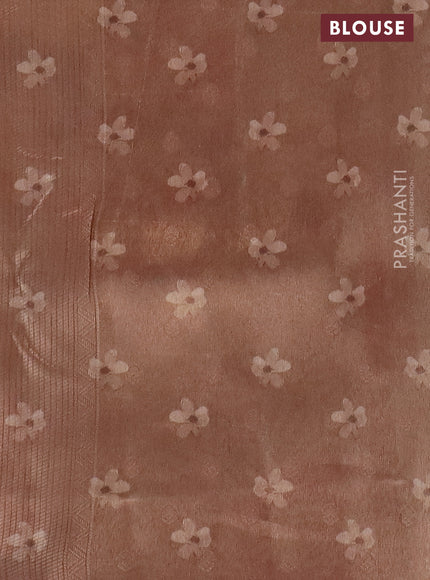 Tissue saree sandal with allover zari weaves and floral digital printed border