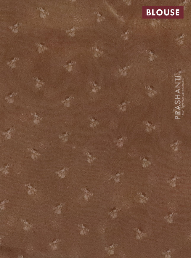 Tissue saree sandal with allover zari weaves and floral digital printed border