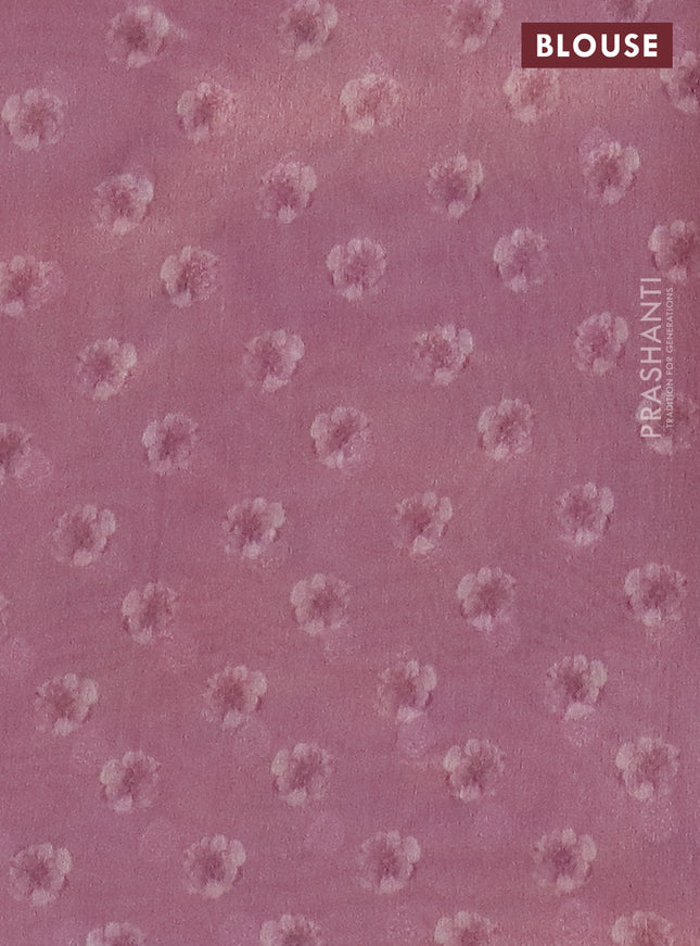 Tissue saree baby pink with allover zari weaves and floral digital printed border