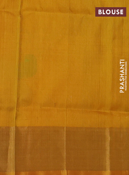 Pure uppada silk saree green and yellow with jamdhani butta style and zari woven border