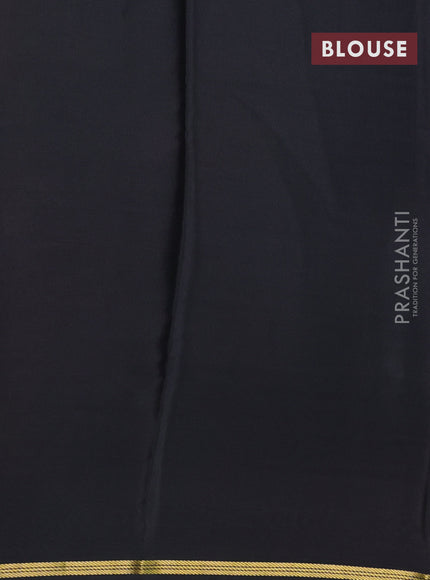 Pure mysore silk saree purple and black red with plain body and rettapet zari woven border