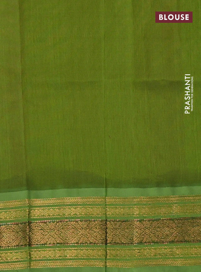 Silk cotton saree pink and green with allover zari checks & buttas and zari woven korvai border