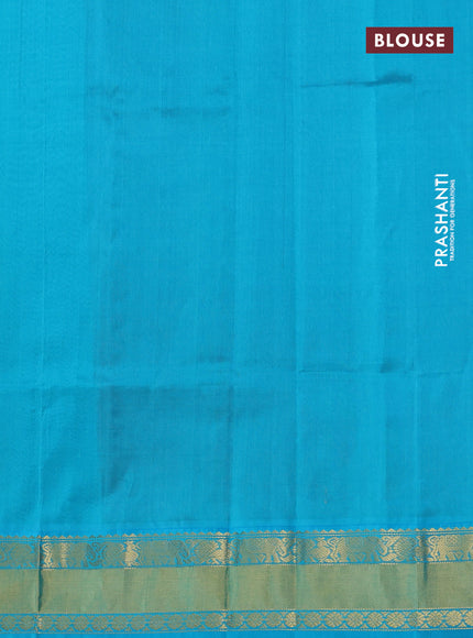 Kuppadam silk cotton saree maroonn and teal blue with plain body and rich zari woven border