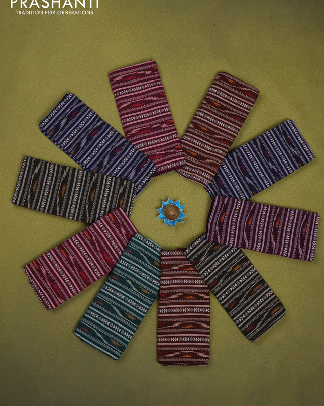 Cotton ikat blouse bits multi colour - pack of 10 pcs