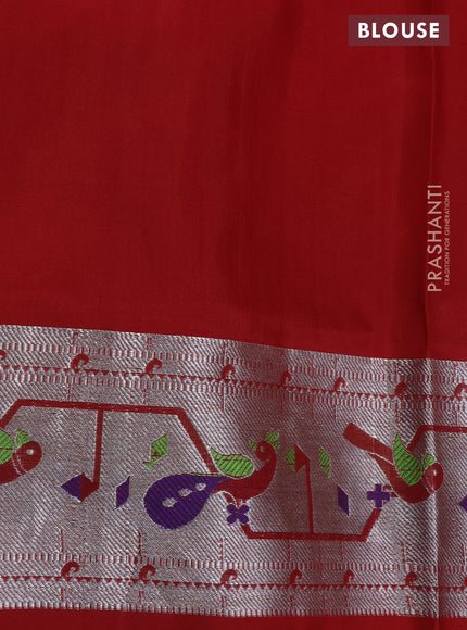 Venkatagiri silk saree mustard yellow and maroon with silver zari woven buttas and silver zari woven paithani design border