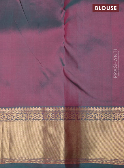Pure kanchipuram silk saree pink and dual shade of green with allover zari woven 1000 buttas and zari woven border