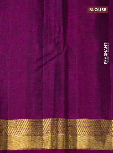 Pure kanchipuram silk saree green and magenta pink with zari woven buttas and zari woven border