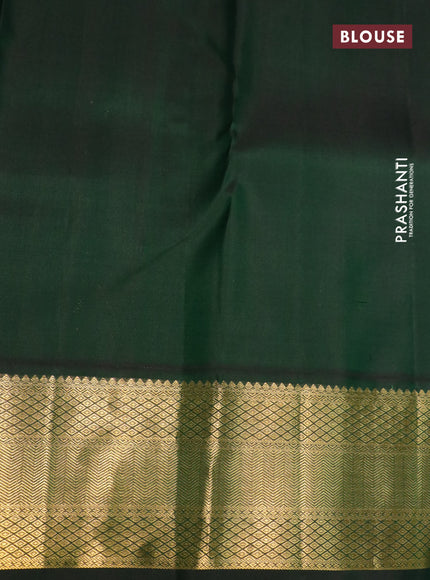 Pure kanchipuram silk saree red and dark green with zari woven buttas and zari woven korvai border
