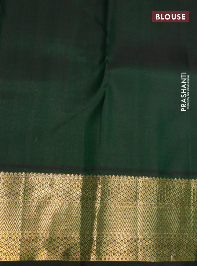 Pure kanchipuram silk saree red and dark green with zari woven buttas and zari woven korvai border